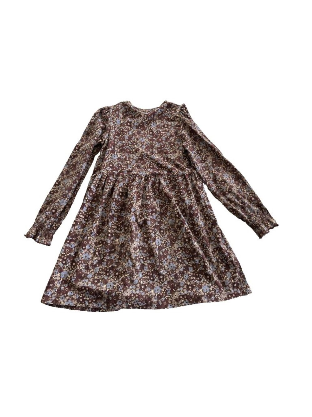 Wheat Girls 8Y Jersey Dress Eliane Brown Blue Floral Long Sleeve Organic